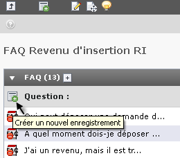 capture d'écran indiquant où cliquer pour créer un nouvel eneregistrement