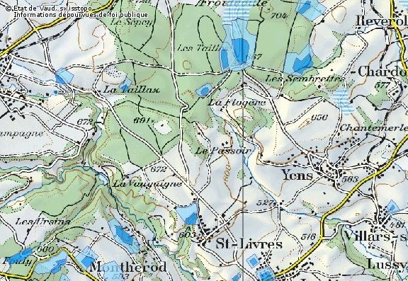 Extrait de la carte vaudoise des zones de protection des eaux souterraines