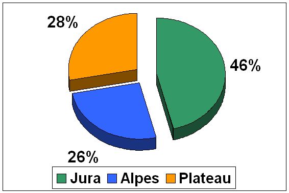 Grafique montrant la répartition de la forêt sur le territoire cantonal