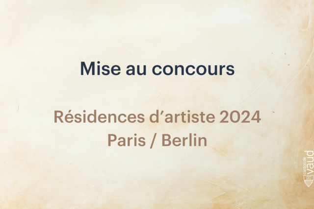 Image avec texte "Mise au concours Résidences d'artiste 2024"