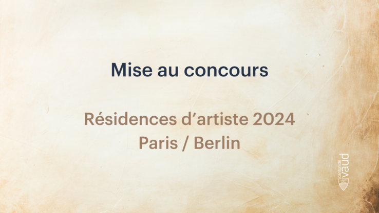 Image avec texte "Mise au concours Résidences d'artiste 2024"