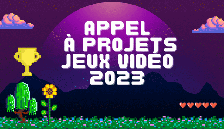 Image avec le texte "Appel à projets jeux vidéo 2023"