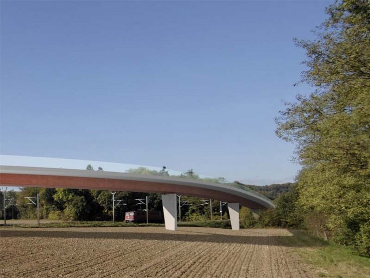 image de synthèse du futur viaduc au-dessus de la Venoge et de la voie ferrée