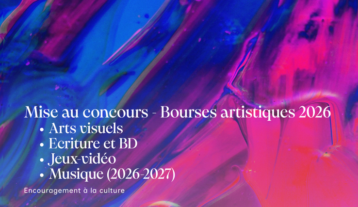 Image illustrative avec texte "Mise au concours bourses artistiques 2026"