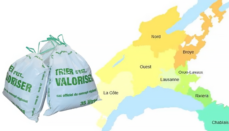Image extraite de la capsule vidéo: une paire de sacs taxés et la carte du canton de Vaud