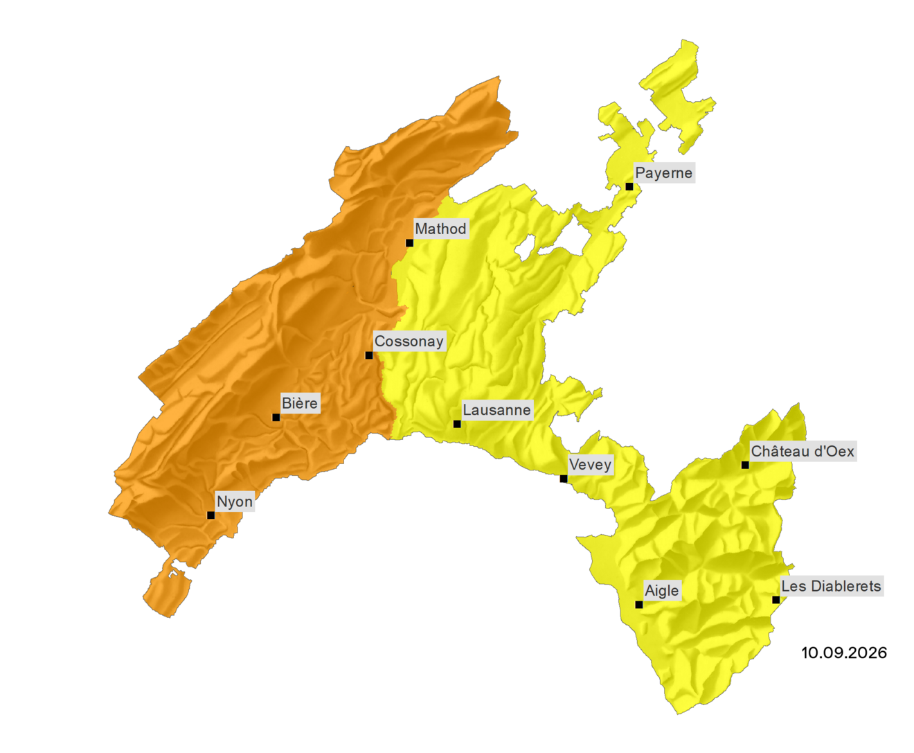 danger marqué Jura-Côte, limité pour les autres régions