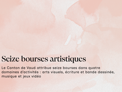 Seize bourses artistiques. Le Canton de Vaud attribue seize bourses dans quatre domaines d'activités: arts visuels, écriture et bande dessinée, musique et jeux vidéo