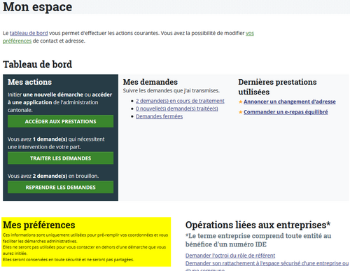 Section Mes Préférences