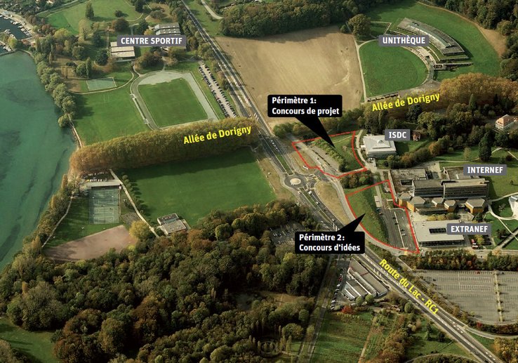 Vue aérienne du site.