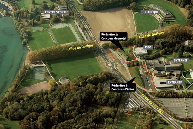 Vue aérienne du site.