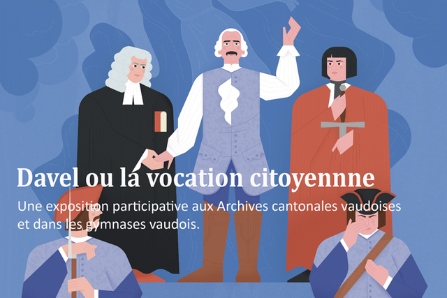 L’exposition met l’accent sur le parcours du Major Davel dans l’Histoire. Image de l'exposition: dessin reprenant le tableau du peintre Charles Gleyre: "L'exécution du Major Davel".