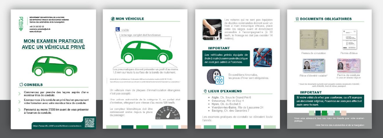 Illustration du dépliant "Mon examen pratique avec un véhicule privé"