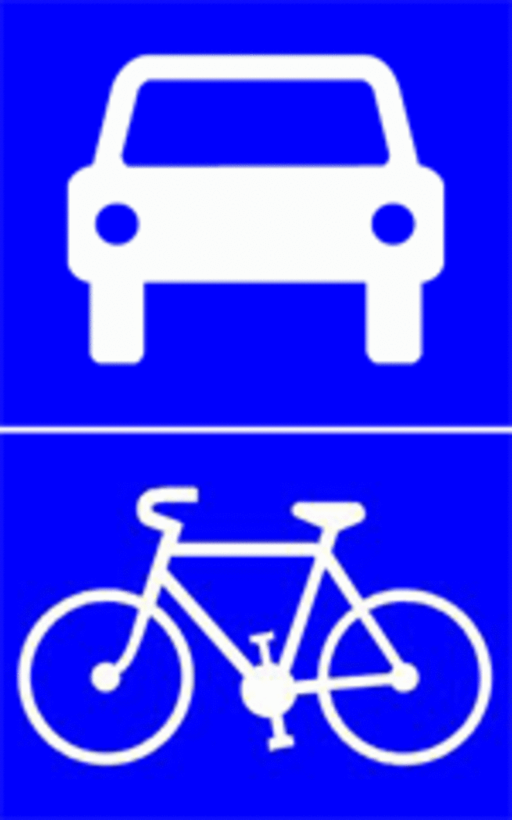 symboles routiers semi-autoroute et vélo superposés