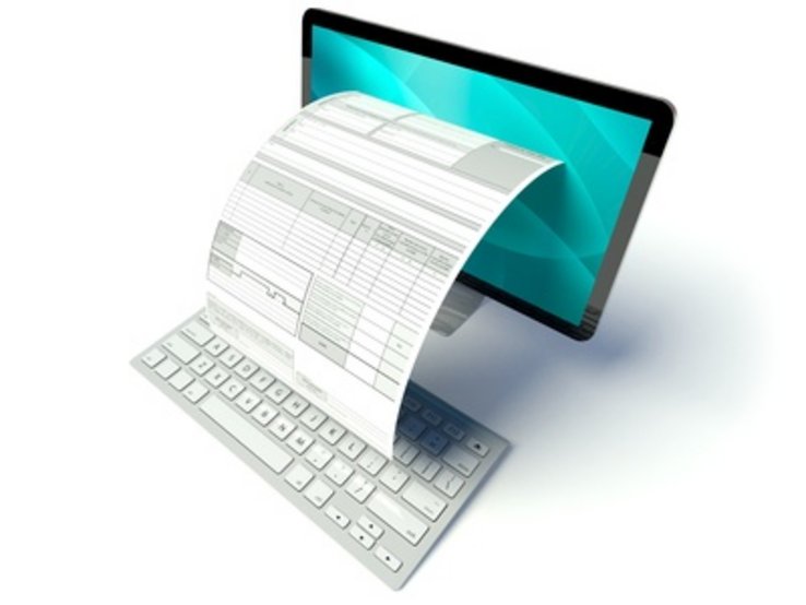 Image d'illustration: un formulaire sort de l'écran d'un laptop.