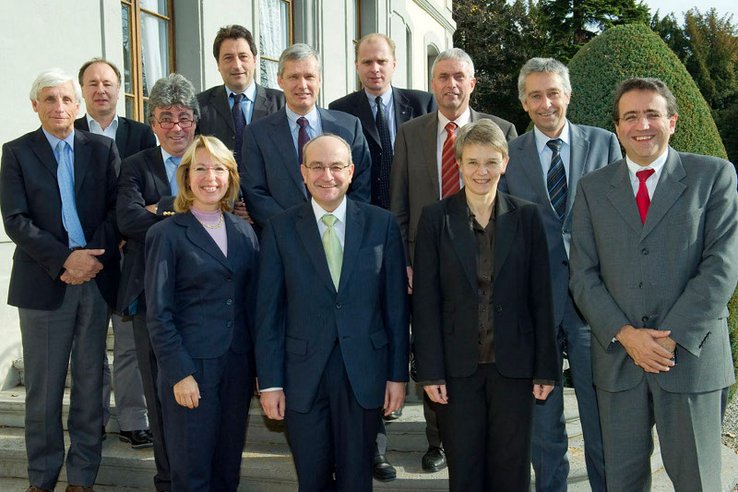 Le Conseil d'Etat a reçu le 17 novembre 2010 Fritz Schiesser, président des Ecoles polytechniques fédérales, Patrick Aebischer, président de l'EPFL, Dominique Arlettaz et Jean-Dominique Vassali, recteurs des Universités de Lausanne et de Genève.