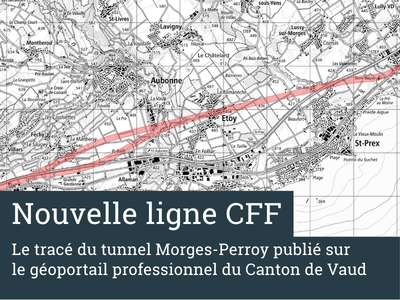 extrait guichet cartographique avec le tracé du futur tunnel apparaissant