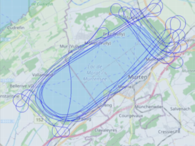 Carte avec lignes de vol LiDAR