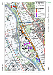 Carte indiquant les les lieux des prélèvenements d'eau de surface ou de poissons (quatre étangs du Chablais Vaudois, Grand-Canal, Versvey, Pré-Neyroud nord et sud et Duzillet.)