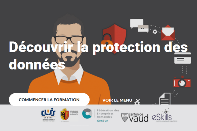 Premier écran de l'outil de formation sur la protection des données