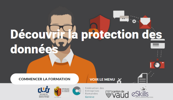 Premier écran de l'outil de formation sur la protection des données