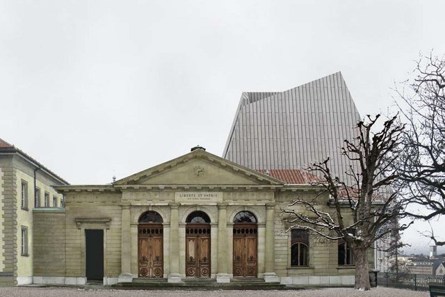 Image de synthèse: le nouveau parlement vu de l'esplanade.