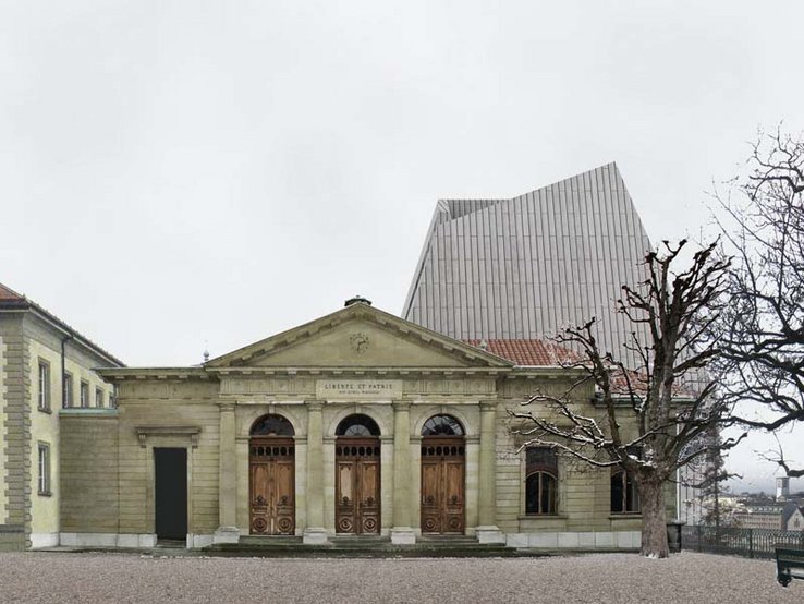 Image de synthèse: le nouveau parlement vu de l'esplanade.