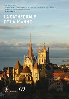 Photographie de la Cathédrale de Lausanne ave vue sur le lac en arrière-plan