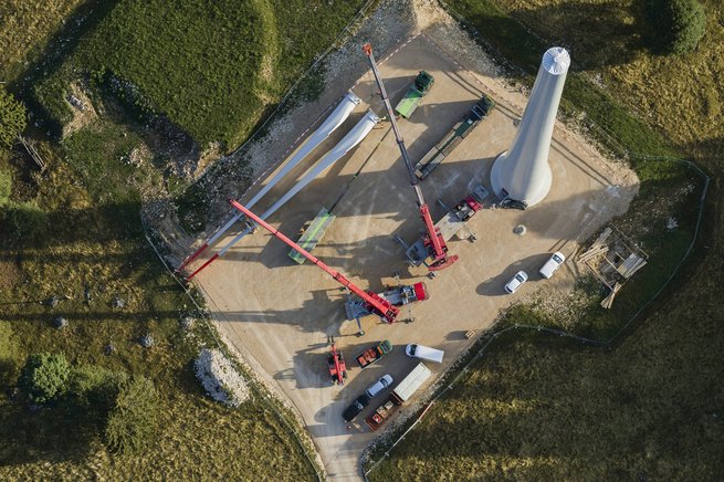 ROMANDE ENERGIE - SAINTE-CROIX EOLIENNES Eolien: pendant le chantier