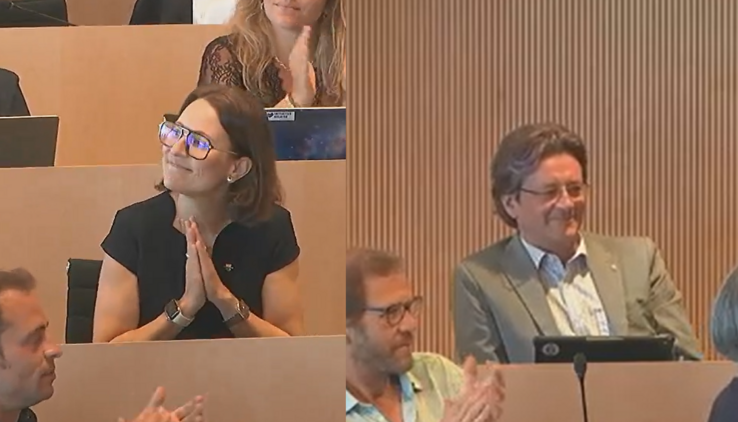 Mme Evéquoz et M. Chapuisat sont applaudis par leurs collègues.