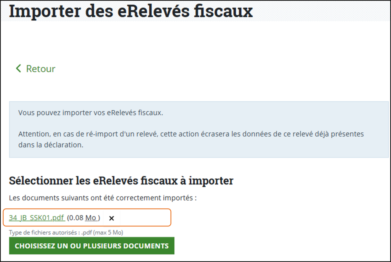 Import eRelevé fiscal 4