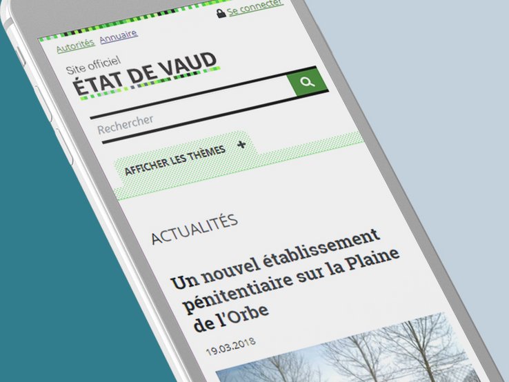 Vue du nouveau site vd.ch sur un portable