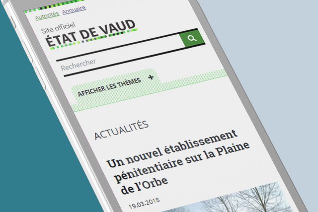 Vue du nouveau site vd.ch sur un portable