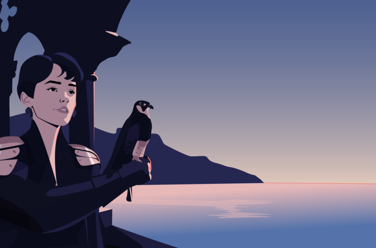 Chevaleresse tenant un faucon