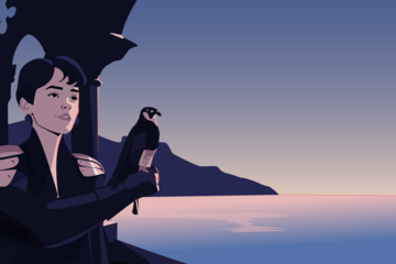 Chevaleresse tenant un faucon