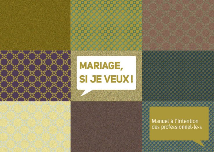 Page de couverture du manuel "Mariage, si je veux!", 2014.