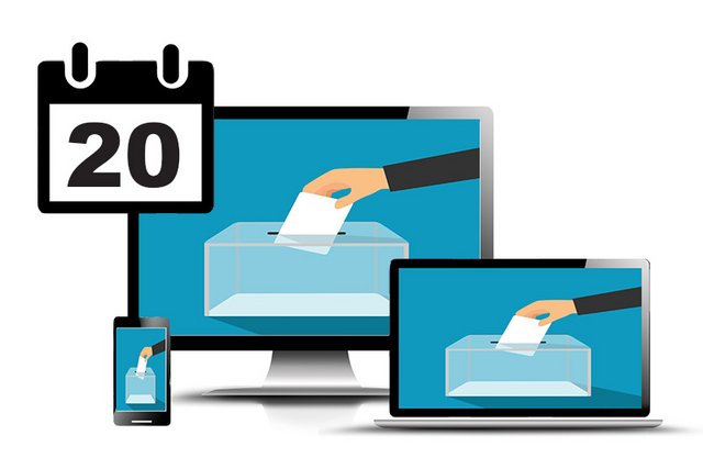 Illustration: la même urne stylisée sur divers écrans