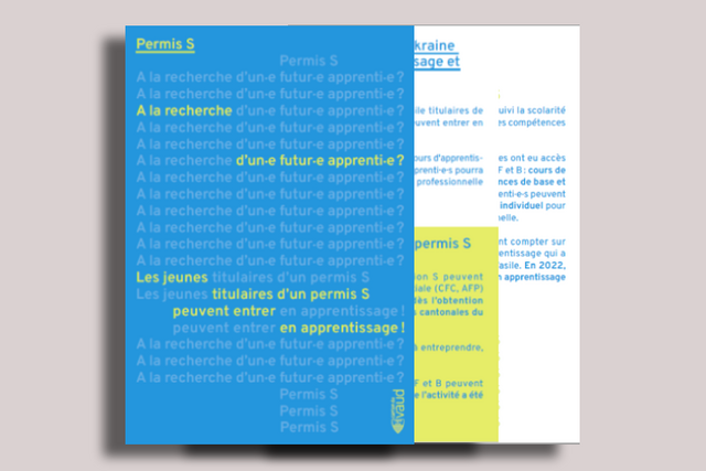 Couverture dépliant « Permis S : A la recherche d'un-e futur-e apprenti-e? »
