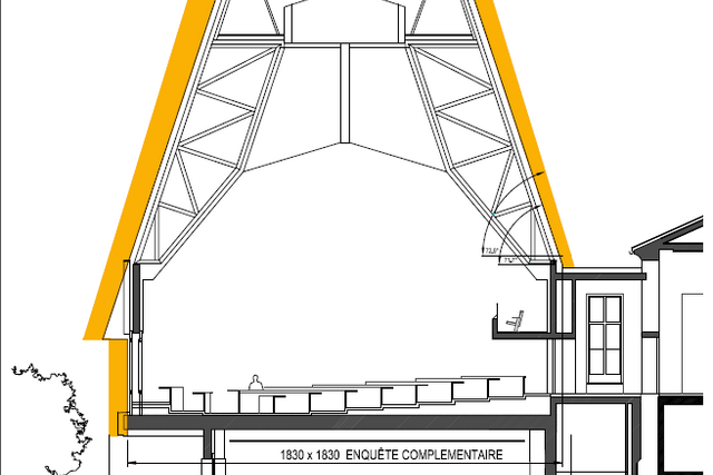 Schéma de modification du volume de la toiture du nouveau parlement.