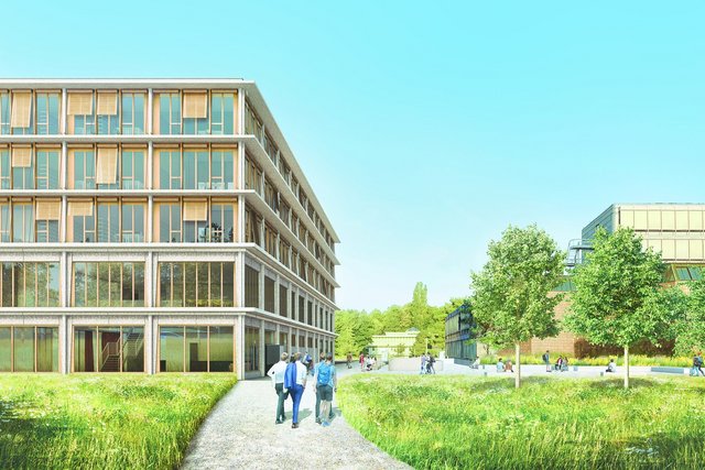Image de synthèse rerésentant l'extérieur du bâtiment des Sciences humaines