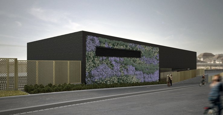 Le bâtiment possédera une façade végétalisée, représentée ici.