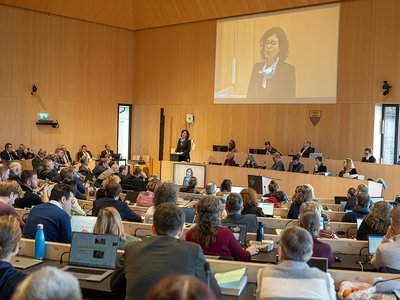 Vue du Parlement en séance.