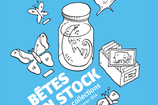 Affiche de l'exposition "Bêtes en stock" du Musée de zoologie