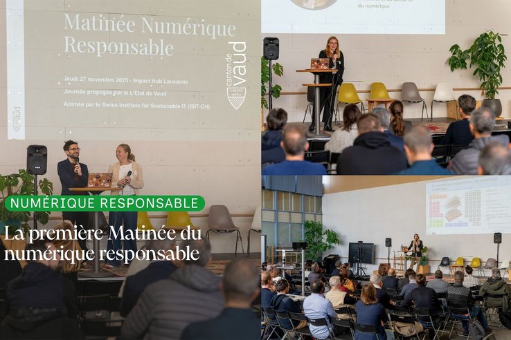 Plus de 40 participants ont échangé autour du numérique responsable, après un mot de bienvenue de la Conseillère d'Etat Valérie Dittli.