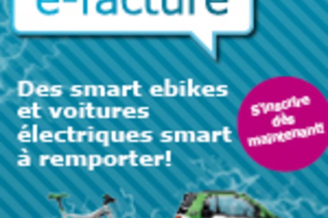 Illustration avec un vélo et une voiture électriques à gagner sur le site e-facture.