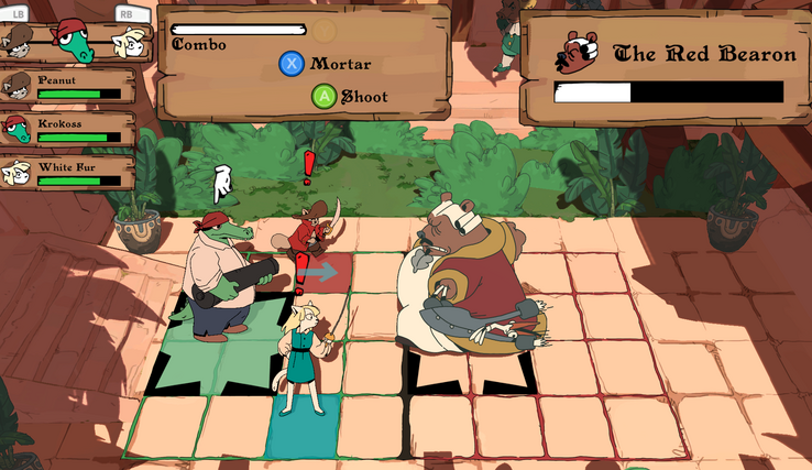 Image extraite du jeu. Des personnages type dessin animé face à face prêts à se battre.