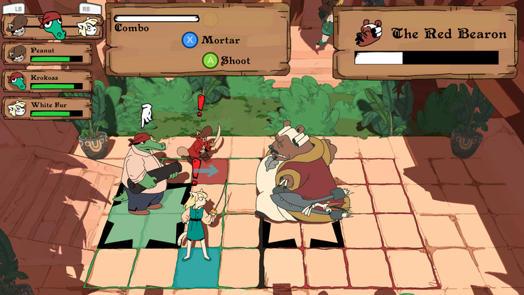 Image extraite du jeu. Des personnages type dessin animé face à face prêts à se battre.