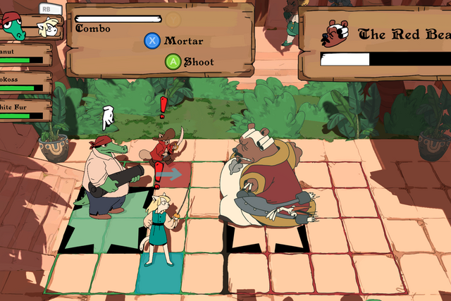 Image extraite du jeu. Des personnages type dessin animé face à face prêts à se battre.