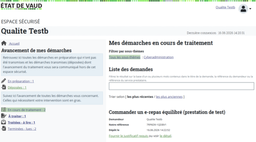 Liste des demandes en cours