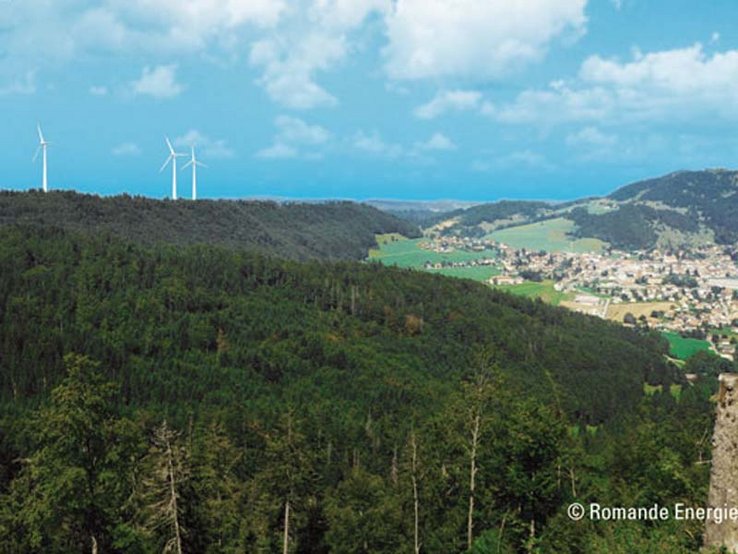 Futur parc éolien à Sainte-Croix: phomontage de Romande Energie
