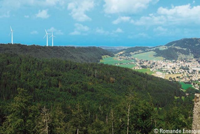 Futur parc éolien à Sainte-Croix: phomontage de Romande Energie